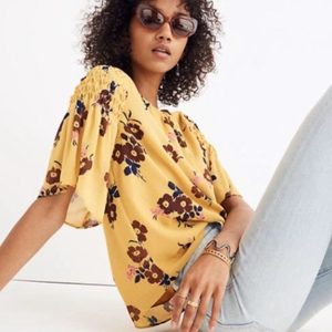 New Madewell Pleated Cascade Top Retro Bouquet‎